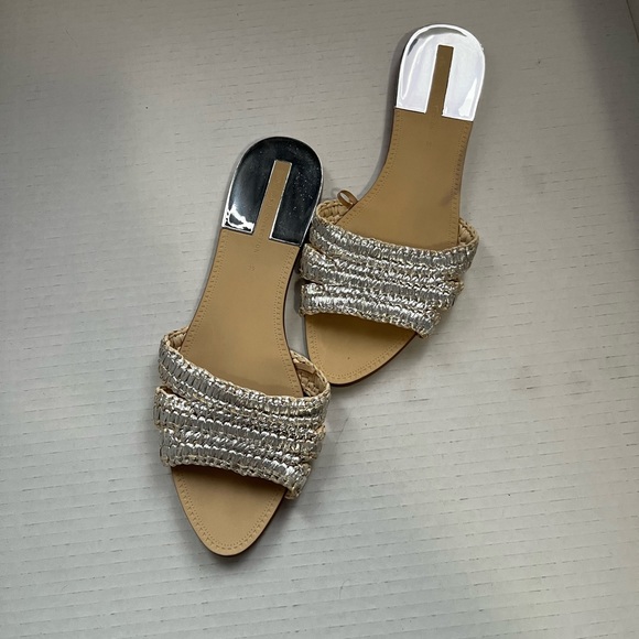 ZARA SILVER-TONED FABRIC SLIDES - Picture 2 of 6